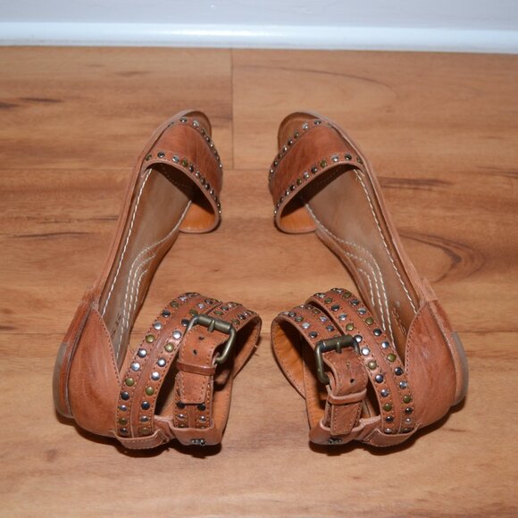 Trask brown leather Studded Ankle strap Gladiator buckle Boho Sandals, sz 7.5M - Picture 8 of 11